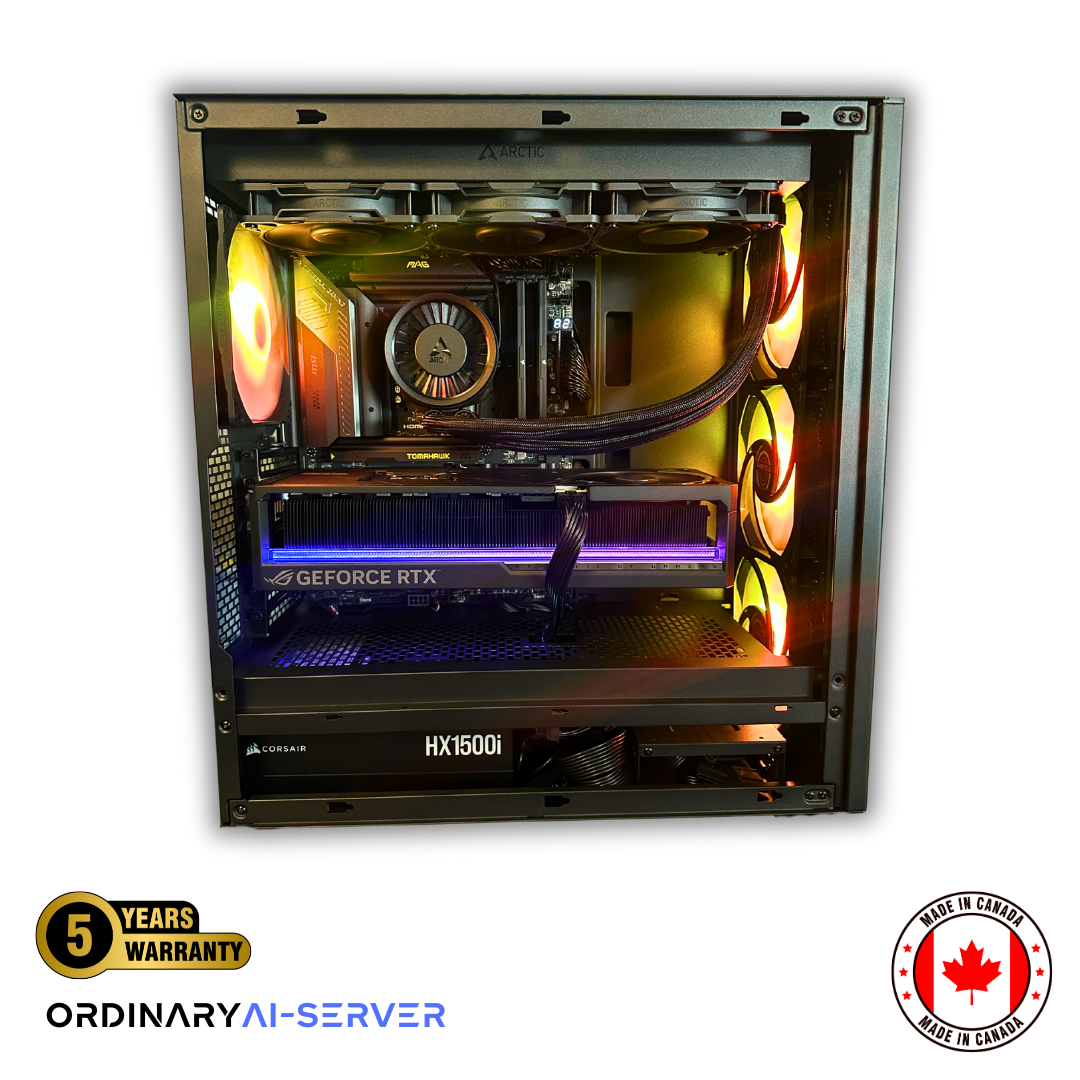 Professional AI PC with AMD Ryzen 9 9950X and NVIDIA RTX 5080 for simulation and data analysis