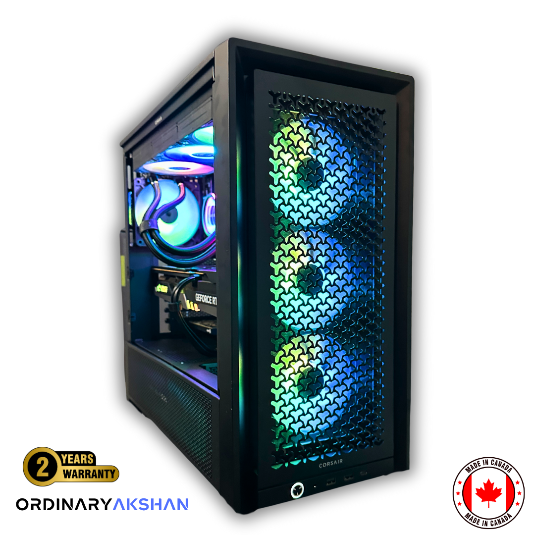 OrdinaryTech premium prebuilt gaming PC with Ryzen 9 9800X3D, RTX 5080, and Corsair 4000D case designed for Canadian gamers seeking top-tier FPS