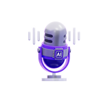 AI voice agent - Microphone with a purple base and gray top on a white background