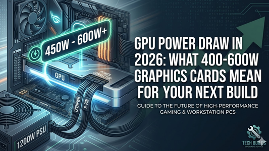High-power gaming GPU with dual 16-pin connector installed in custom PC build 2026