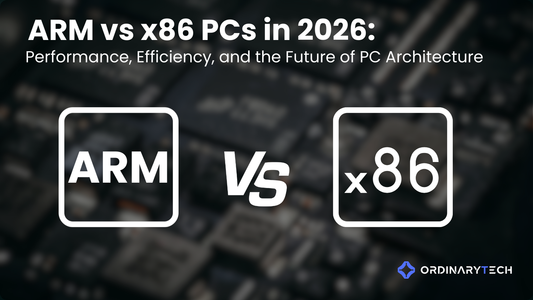 ARM vs x86 PCs in 2026 performance and efficiency comparison graphic