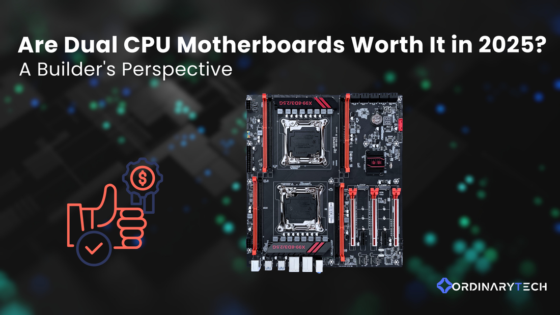 Dual CPU workstation motherboard installed in a 2025 high-performance system with enterprise processors, large memory capacity, and professional cooling