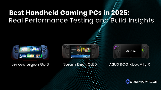 Handheld gaming PCs in 2025 including Steam Deck OLED, ASUS ROG Ally X, and Lenovo Legion Go tested for portable AAA gaming performance