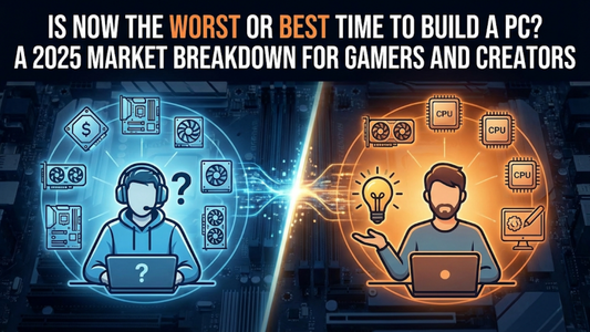 Custom-built 2025 gaming and workstation PC with modern components highlighting AI performance, DDR5 memory, and Windows 11 readiness amid rising component prices