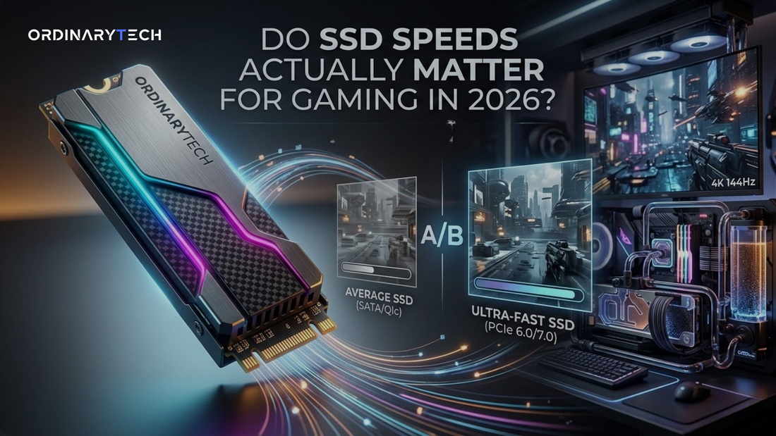SSD speeds comparison for gaming in 2026 showing NVMe vs SATA performance difference