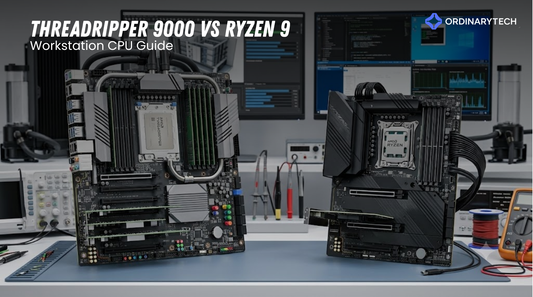 AMD Threadripper 9000 vs Ryzen 9 workstation CPU comparison for professional workloads.
