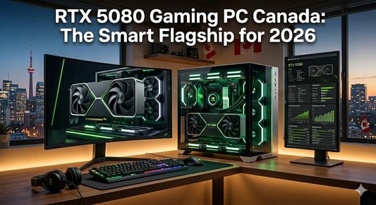NVIDIA RTX 5080 graphics card installed inside a high-end gaming PC designed for 4K gaming and ray tracing performance