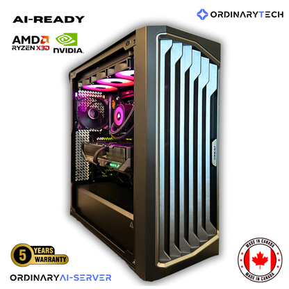 AMD AI-Ready Prebuilt Server with Ryzen 9950X3D and RTX 5090 — built for deep learning, 3D rendering, and AI workloads.