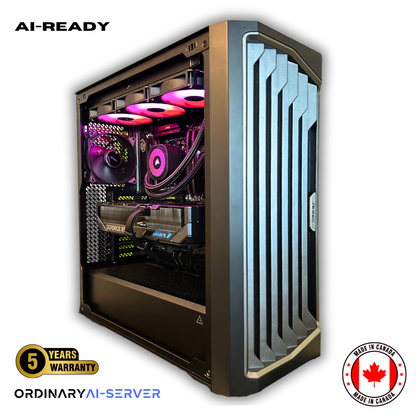 Professional prebuilt workstation optimized for AI, rendering, and data science, featuring Ryzen 9950X3D and NVIDIA RTX 5090.
