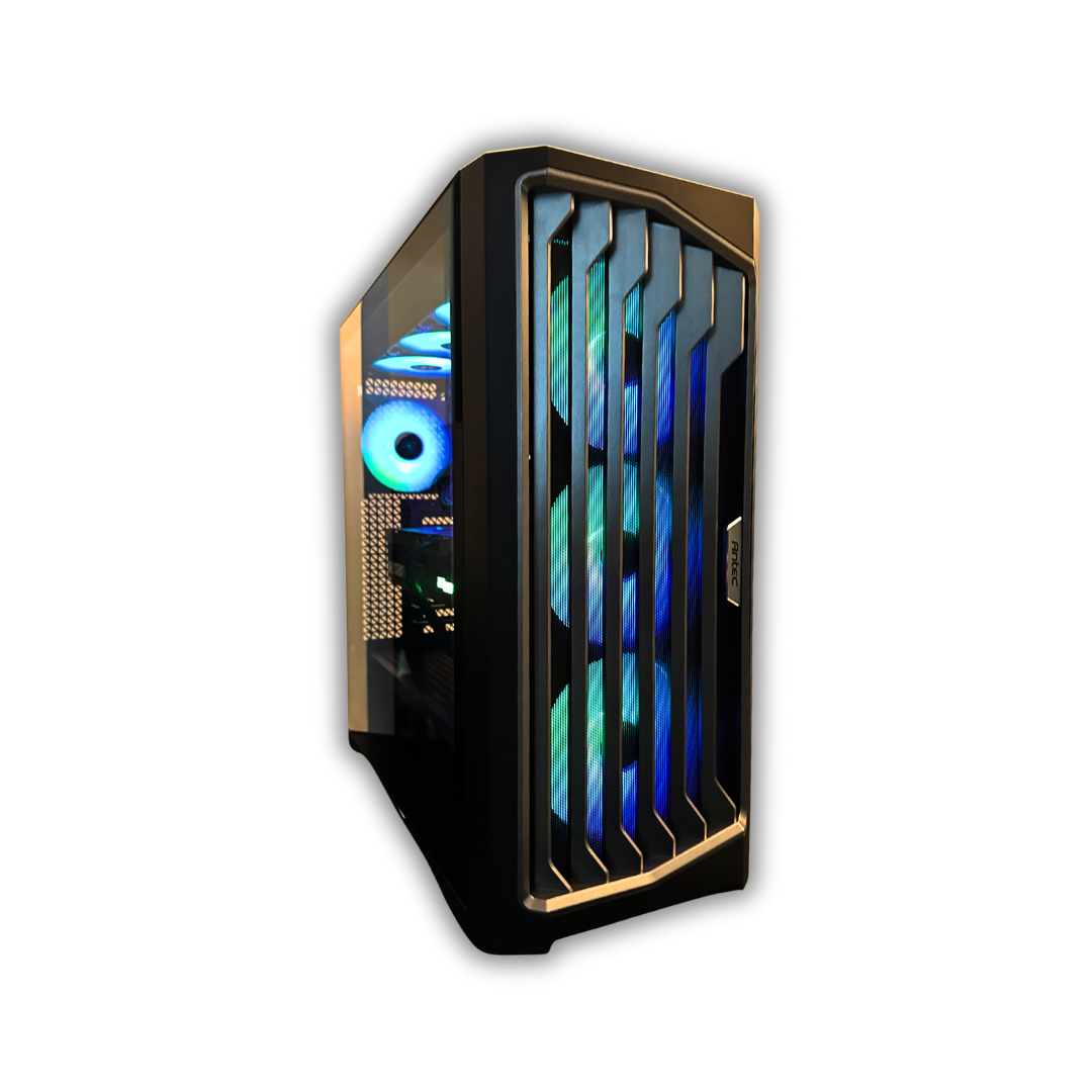 INTEL AI-Ready Server powered by RTX graphics, liquid cooling, and RGB lighting, built for AI/ML