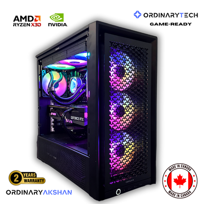 OrdinaryTech OrdinaryAkhsan high-performance gaming PC with Ryzen 9 9800X3D and RTX 5080 built for 1440p and 4K gaming in Canada.