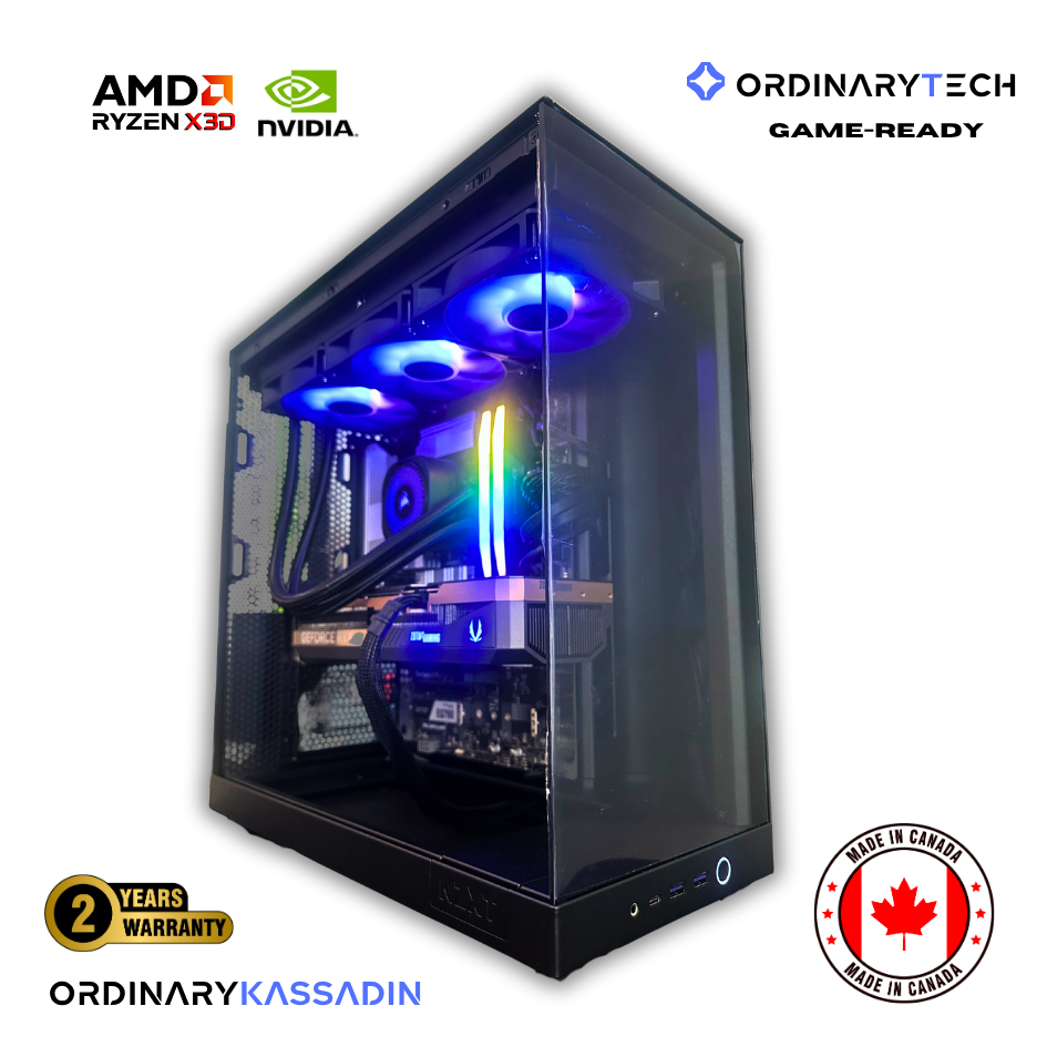 OrdinaryTech OrdinaryKassadin gaming PC with Ryzen 9 9700X and RTX 5070 in NZXT H6 Flow case optimized for 1440p gaming in Canada.